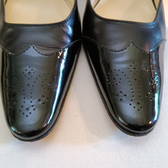 Brooks Brothers Y2K Classic Martine Black Leather Spectator Sling Back Heels 8.5 - Picture 3 of 9